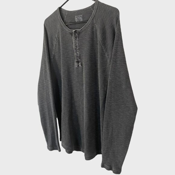 Lucky Brand Waffle Knit Henley Shirt Men's XL Gray Button-Collar Long-Sleeve - Picture 2 of 12